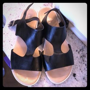 Black flat sandals